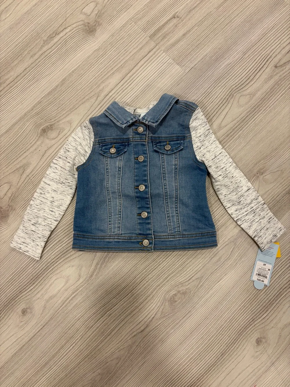 Cat & Jack Blue Denim Jacket with Heathered Gray Sleeves